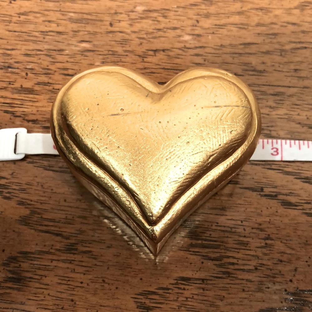 Vintage Solid Brass Heart Trinket Box 3”x3”